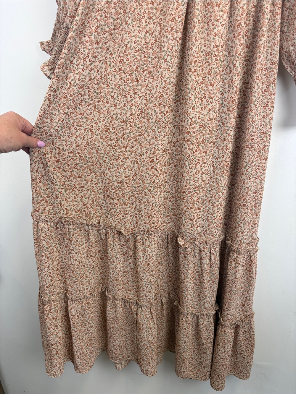 Altar’d State Floral Prairie Maxi Dress Cottagecore Boho Tiered Long Sleeve XS - Picture 6 of 10